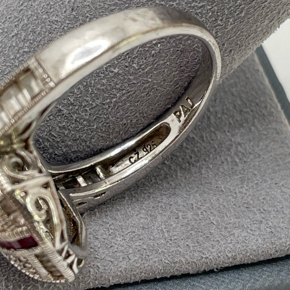 Prime Art & Jewel Art Deco Pink/Red Cubic Zirconia Ring Size 9 - Picture 5 of 12